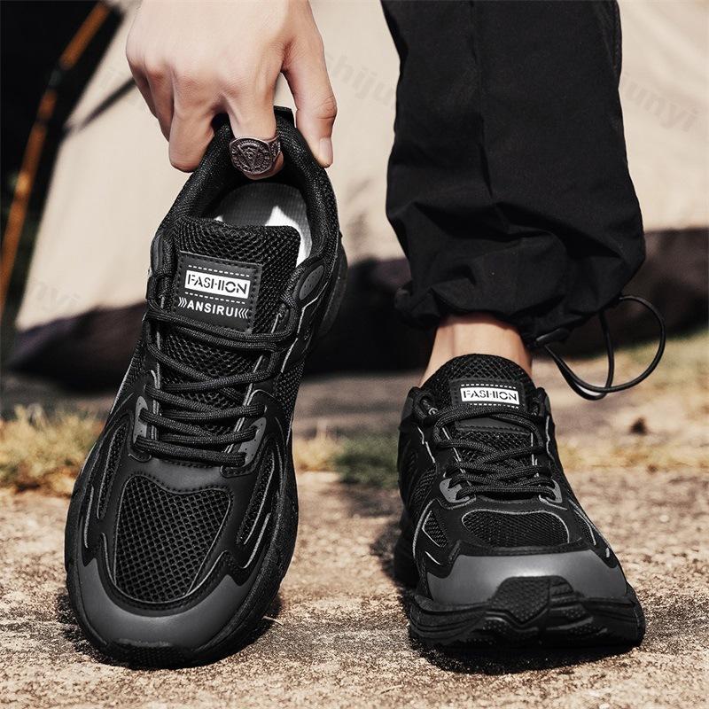 

Fashion Men s Shoes 2025 New Style Summer Mesh Breathable Casual Outdoor Sports Niche Designed Thick Soled Fashion Trend Chunky sneakers 39 чёрный
