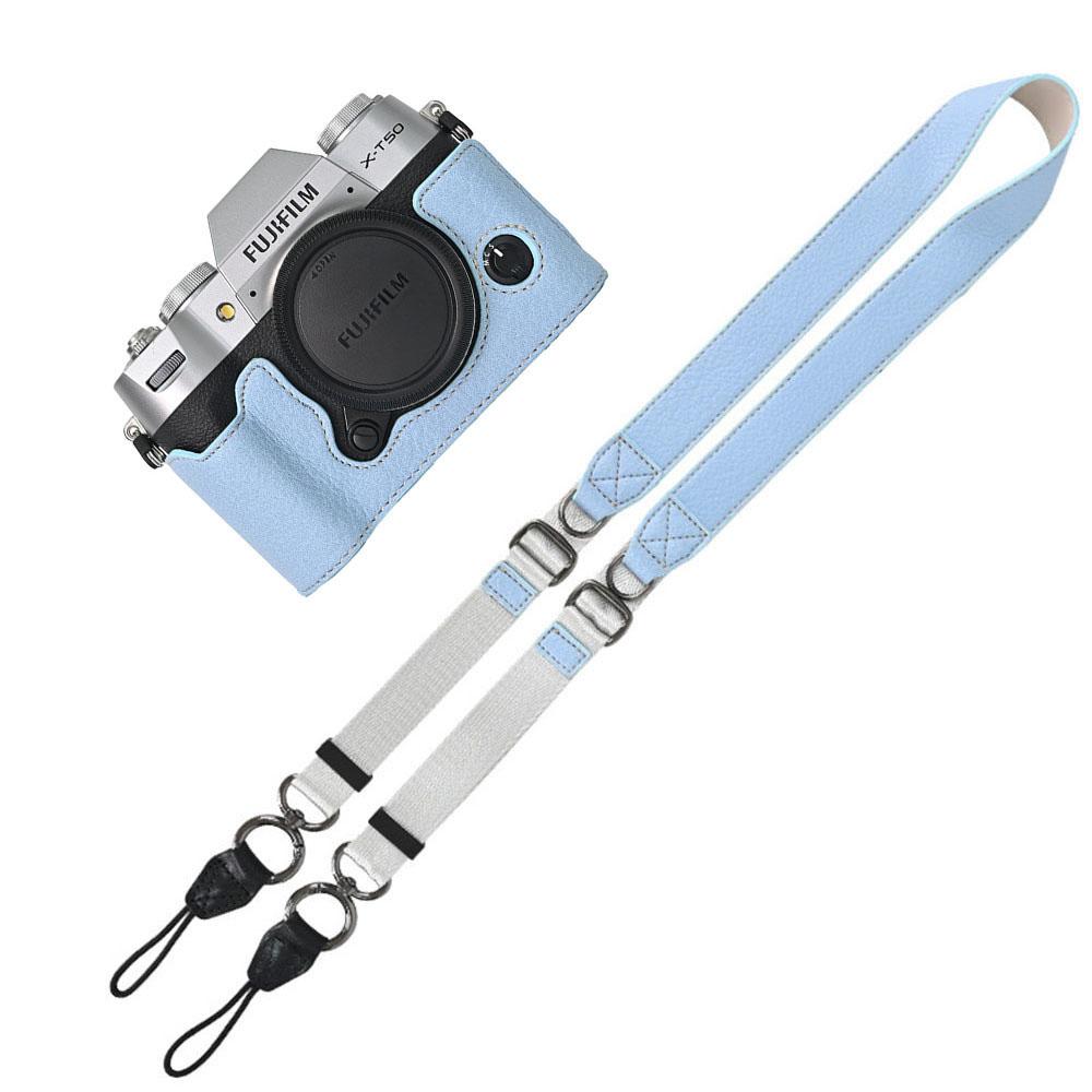 Litchi Pattern PU Leather Camera Half Case for Fujifilm XT50 Fuji X-T50 Bottom Battery Opening Magnetic Cover