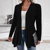 Plus Size Long Sleeve Solid Color Mid Length Casual Knit Cardigan Coat