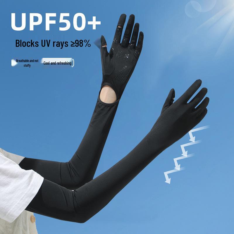 

Ice Silk Women s Touchscreen Cycling Sleeves: UV Protection, Anti-Slip, Cooling Long Sleeves for Summer One Size