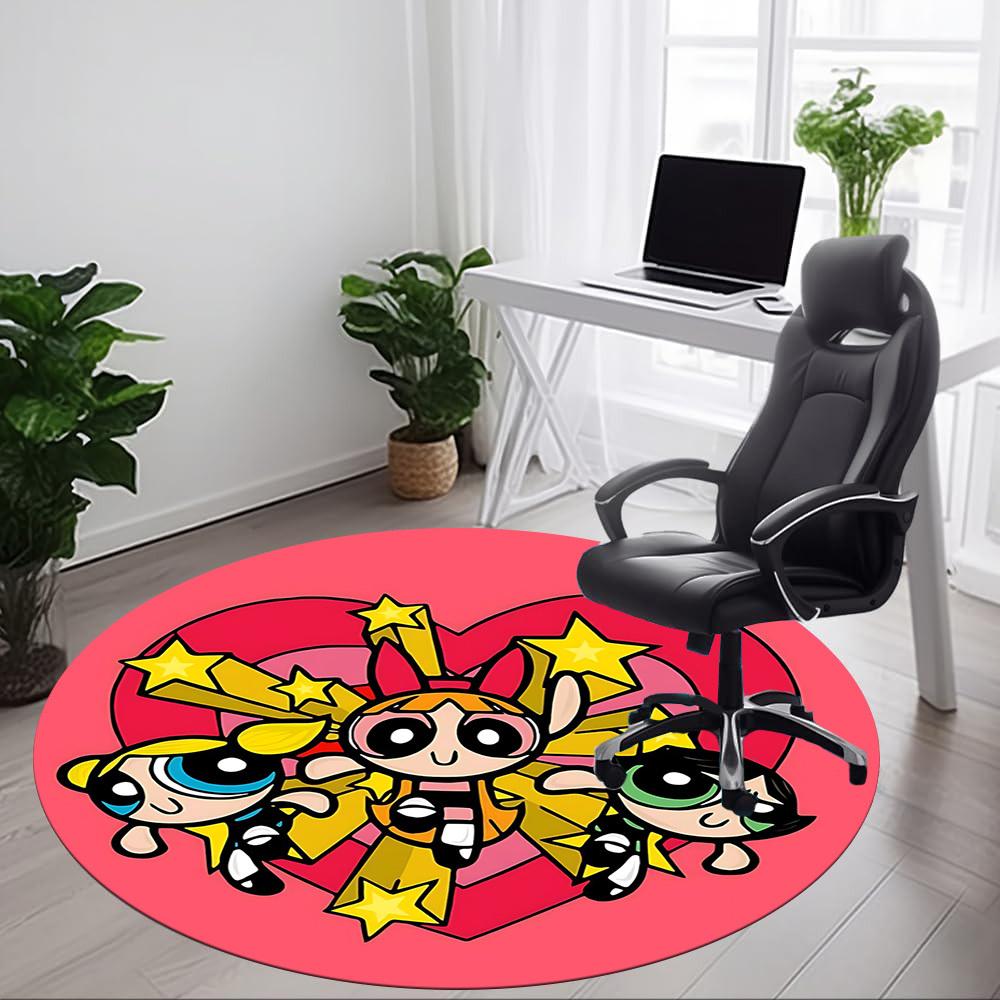 1pc Powerpuff Girls Office Round Area Rug, Under Office Chairs Bedroom Living Room Home Decor a1022242