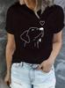 Dog Print Round Neck Sports Tshirt Short Sleeve Running Casual Tops Womens Activewear Aesthetic Clothes