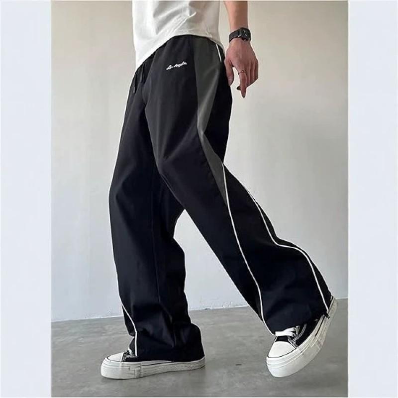 High Street Loose Wide Leg Sweatpants Unisex Striped Athletic Pants