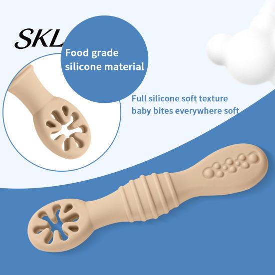 Soft Silicone Spoons for Babies 2Pcs Baby Spoon, Toddler Training Spoon Puree Fruit Puree, Non Slip Set Non-Slip Handle Infant Feeding Self