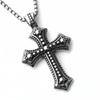 Titanium Steel Cross Shaped Pendant Punk Necklace Retro Trendy Men's Titanium Steel Cross Shaped Spherical Pendant
