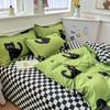 Cartoon Black Cat Duvet Cover SetKitten Bedding Set 4Pcs Quilt Cover 1 Flat Sheet And 2 Pillow ShamsPolyester Comforter Cover