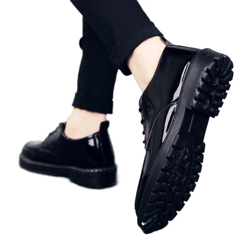 Shoes Men's Korean Version Trendy Versatile Black Small Leather Shoes Leather Casual Shoes Business Dress Youth Suit British Autumn