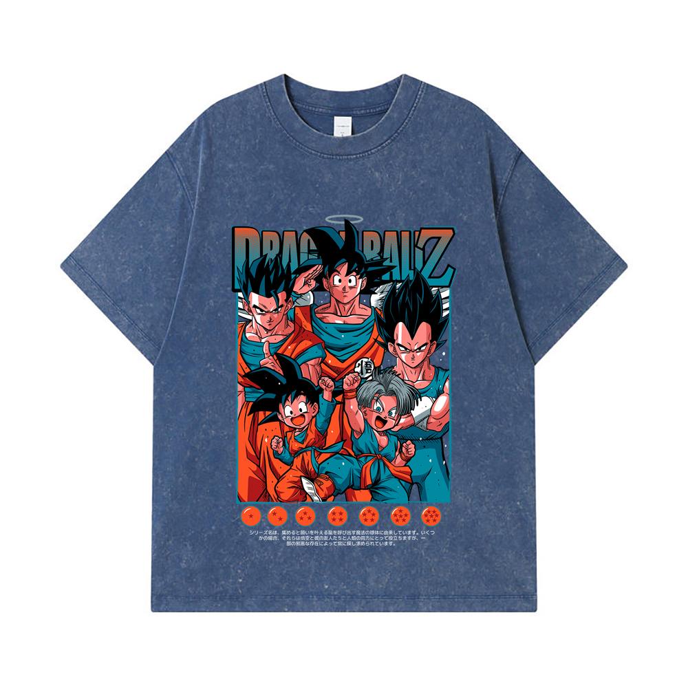 275 GSM Washed T-shirts 100% Cotton Dragon Ball V37 Print Unisex Heavy Cotton T Shirt