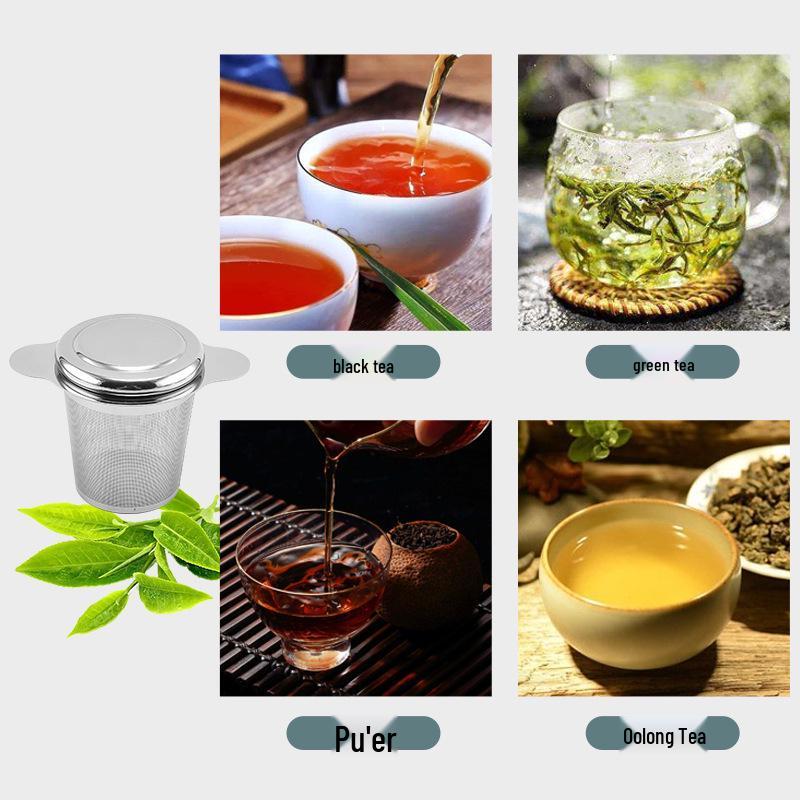 304 Stainless Steel Tea Strainer & Infuser with Silicone Lid - Tea Set Accessory.