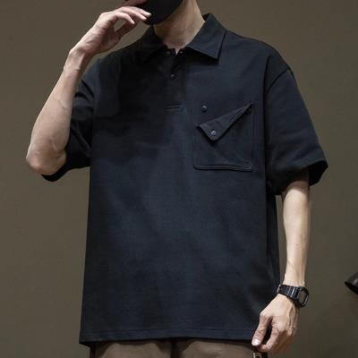American Twill Double-Sided Cotton Short-Sleeved Polo Shirt Men'S Spring And Summer Loose Large-Size Casual Men'S Top