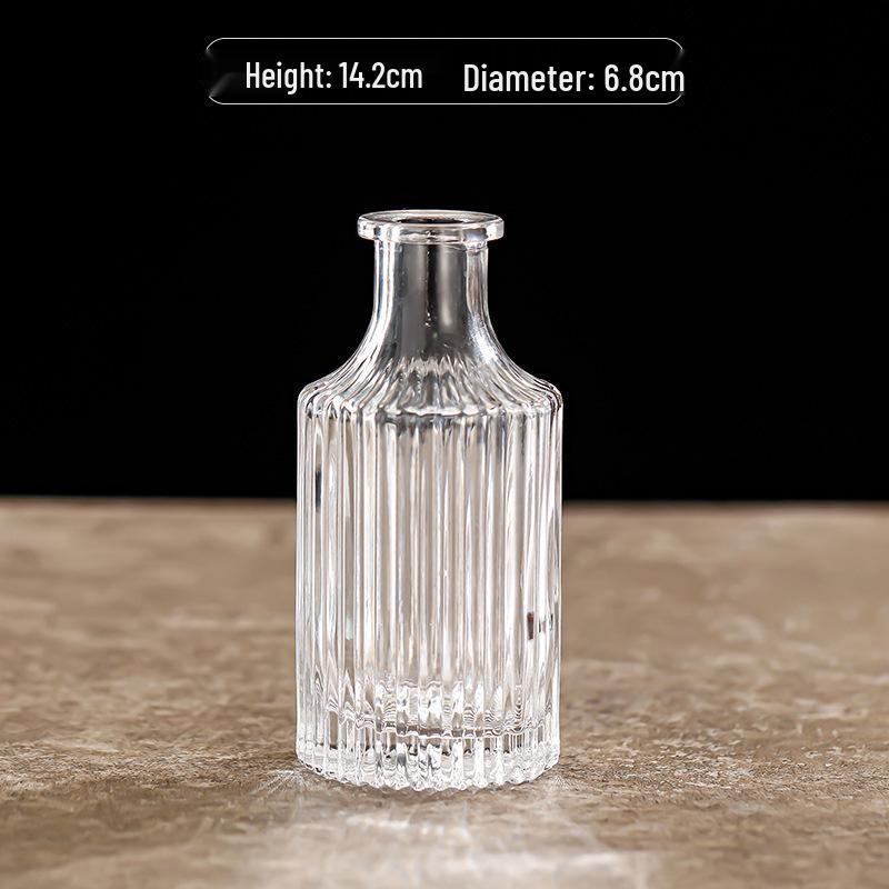 Retro Embossed Transparent Glass Vase: French-Inspired Luxury Home Decor for Living Room
