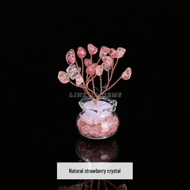 Jingde Jewelry Natural Crystal Money Tree Citrine Rose Quartz Ornament