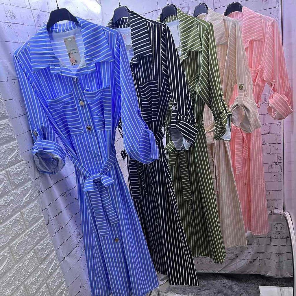 2025 Summer Elegant Striped Slit Dress for Women