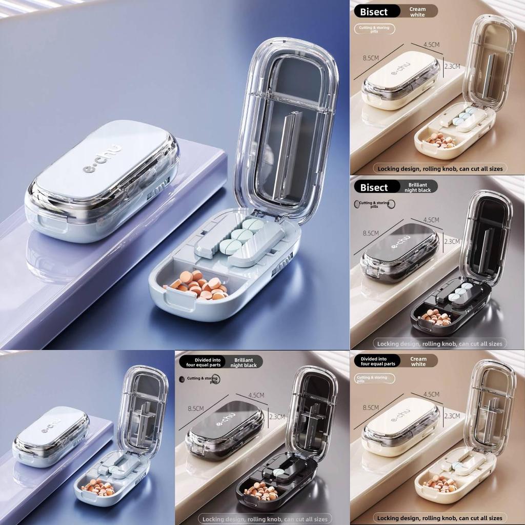 Portable Pill Cutter With Precise Quarter Split For Medicine Dispensers