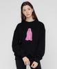 GRAVER [Unisex] Ghost Center Sweatshirt_Black/Pink Logo