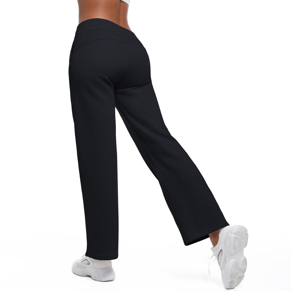 Auroth Damen Warme Winter Dicke Hosen Hohe Taille Lässig Locker Weitbeinige Hosen Mit Taschen