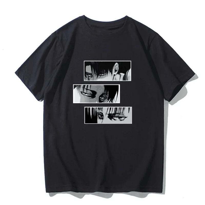 Japanese anime printed men's and women's shirt round neck loose short sleeve shirt Harajuku style Attack on Giant Y2k clothing