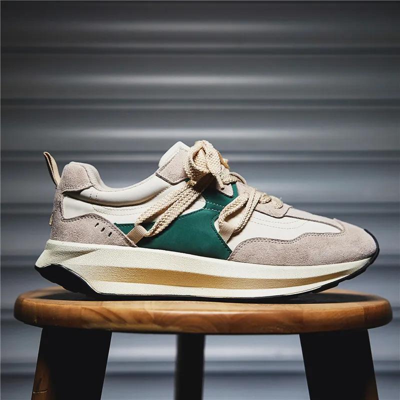 

Fashion Sports Shoes Men s Korean Version 2025 Spring New Outdoor Thick Bottom Low-top Trendy Shoes Fashion Running Casual Forrest Shoes 39 бежевый
