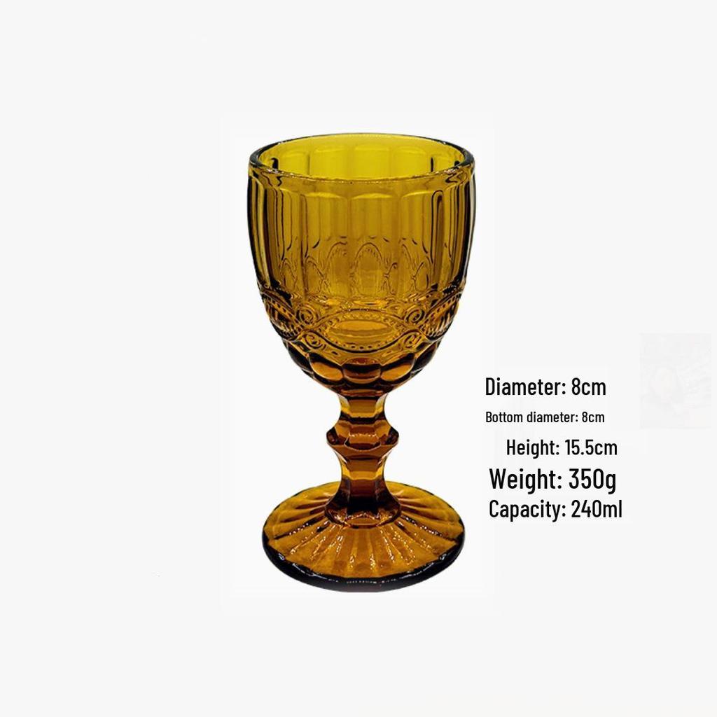 Vintage Embossed High-Footed Red Wine Glass with Bubbles - Wedding Decoration, Child-Friendly, Thickened Design