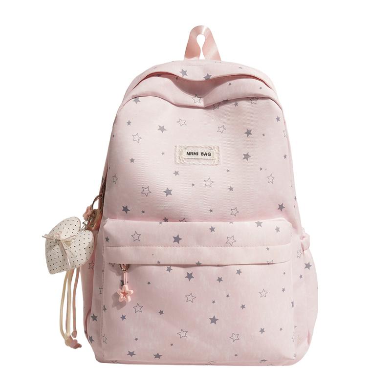 Cute Star Print Backpack for Women Lightweight Casual Daypack Travel School Bag with Multi Pockets