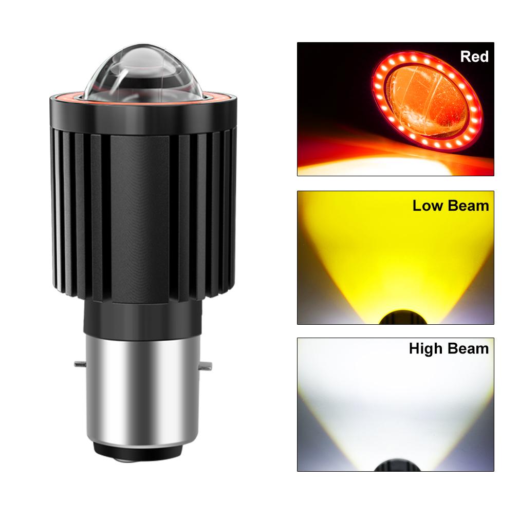 

1 шт. 12-80 В универсальная светодиодная фара H4 для мотоцикла 16000 лм BA20D H6 Angel Eye Motor Led Bulb CSP Chip Lens Фара для мотоцикла Белый Желтый Hi Lo Beam BA20D H6 красный