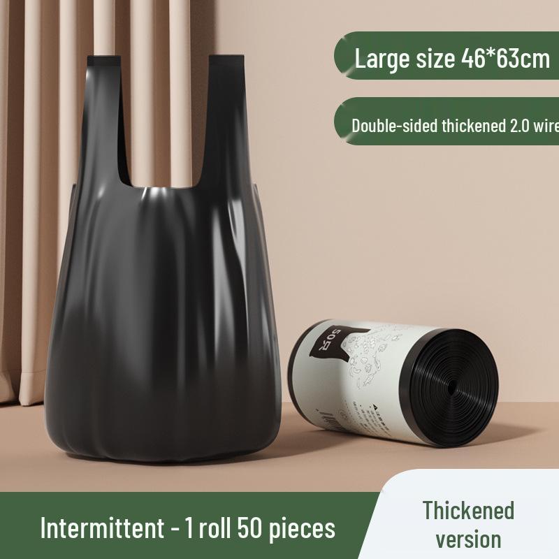 50 Thickened Black Vest-Style Disposable Garbage Bags for Home Use