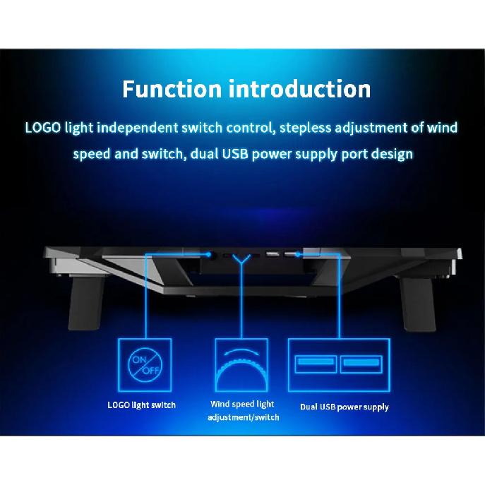 TISHRIC Laptop Cooler Stand 4 Cooling Fans Notebook Cooler Laptop Cooling Pad 2 USB Ports Notebook Stand Radiator For 13-17Inch