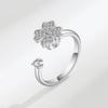 Four Leaf Clover Adjustable Ring Jewelry With Platinum Or Gold Finish For Women