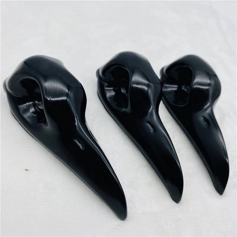 Natural Obsidian Skulls Hand Carved Raven Crystal Animal Skulls Bird Crow Pendant