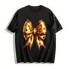 Vintage Gold Brown Polka Dot Bow Print Casual Top Pure Cotton T-shirt