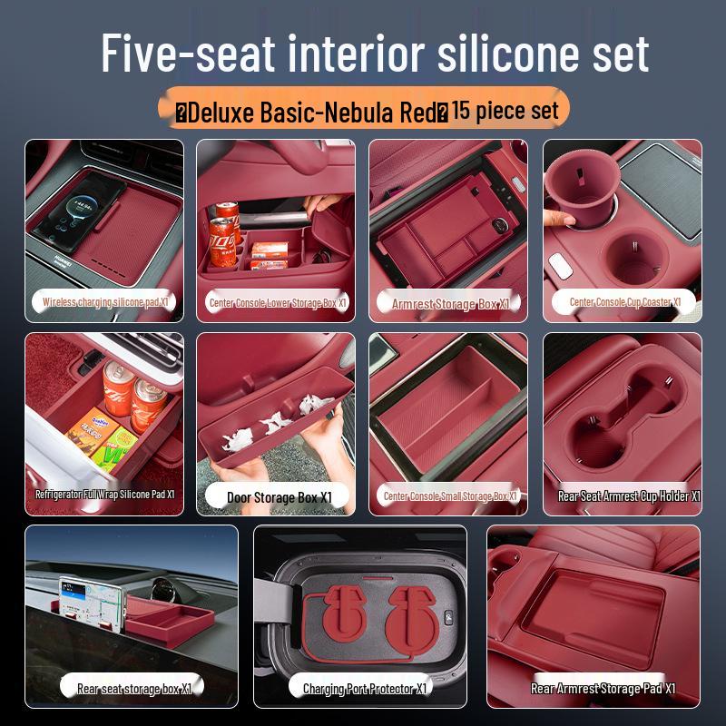 AITO M8 Car Interior Silicone Protector Set - Central Control & Cup Holder Accessories