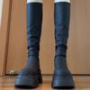 Spice girl boots nye muffins tykksålede høye skaft elastiske støvletter ridder høyere små tynne støvletter
