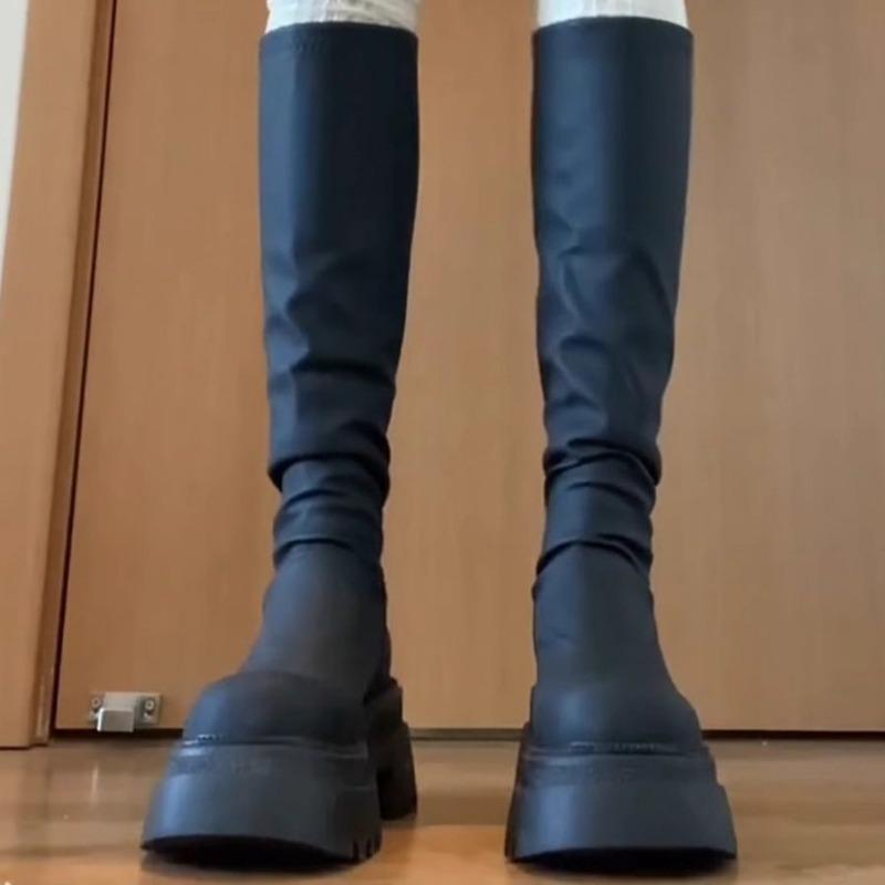 Spice girl boots new muffin thick-soled tall tube elastic boots knight taller small thin boots