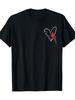 Cardinal Bird Heart Outline Graphic Tee Soft Cotton Casual Round Neck TShirt for Bird Lovers