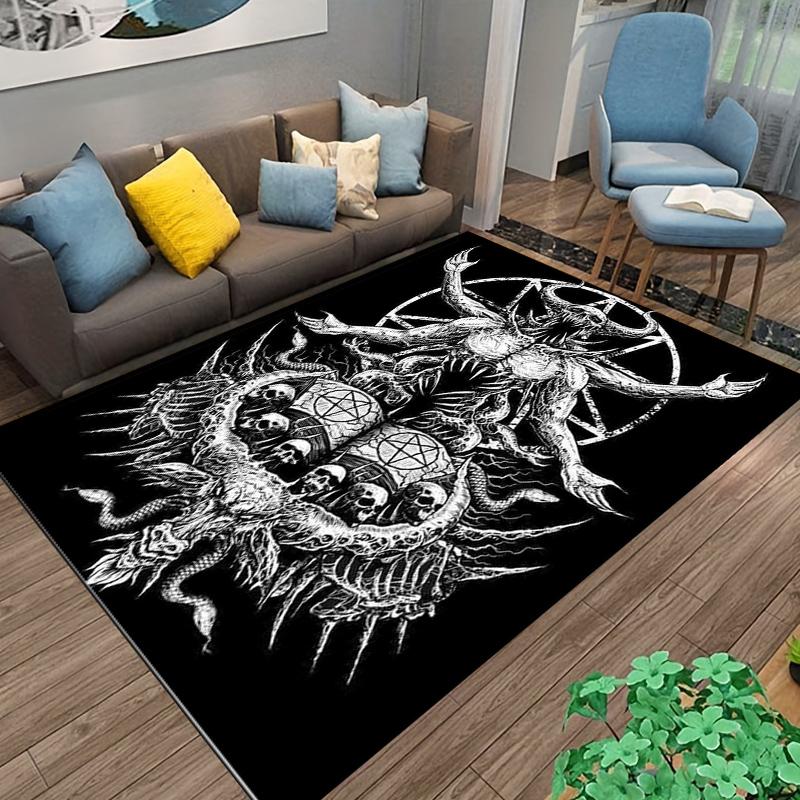 "Dark Occult Illustration Carpet with Baphomet Design and Mystical Symbolic Art" Suitable for use as an anti-slip for room and bedroom sofas