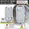Beautifully Shiny Long Wheel 24 Wheel Nuts 1 Wheel M12 19HEX Total Chrome Long for Toyota and Land Cruiser Nuts + Nut, P1.5 45mm, 25, Nuts, 6-Hole,