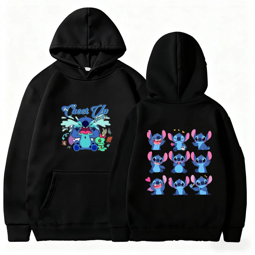 2025 New Disney Series Stitch Children's Hooded Sweatshirt for Men Women - Casual Top with Cartoon Print -fall Winter Clothing