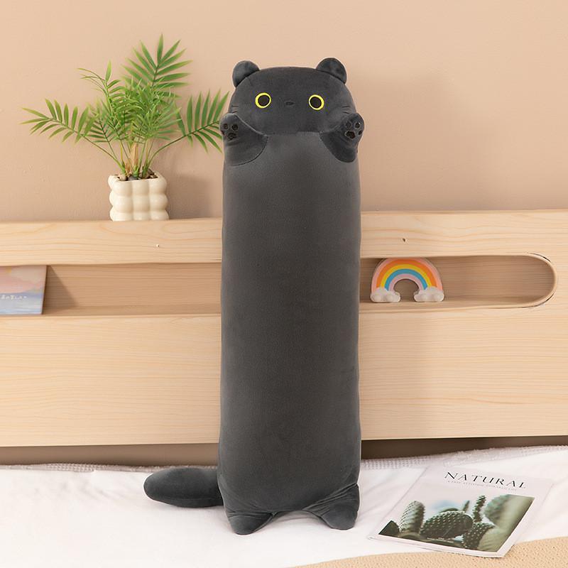 Cuscino Corpo a Forma di Gatto in Peluche Corto Per Dormitori Laterali Con Supporto per le Gambe