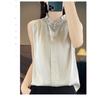 Lace Trim Sleeveless Solid Color One Button Blouse Silk Satin Slimming Commuter Shirt For Women Elegant Spring Summer Lightweight Top