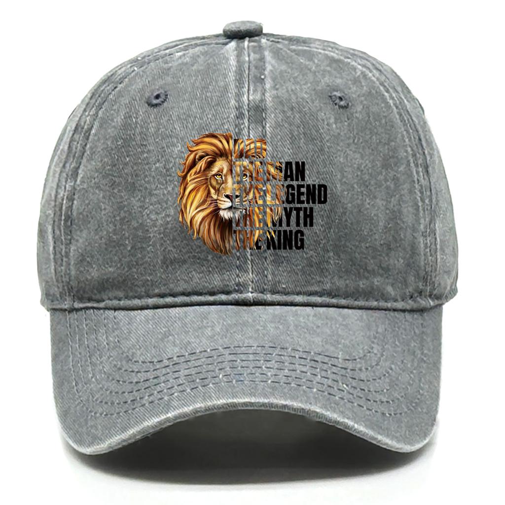 DAD Man Lion Print Adjustable Baseball Cap Cotton Dad Hat Washed Retro Solid Color Snapback Baseball Hat One Size Fits All