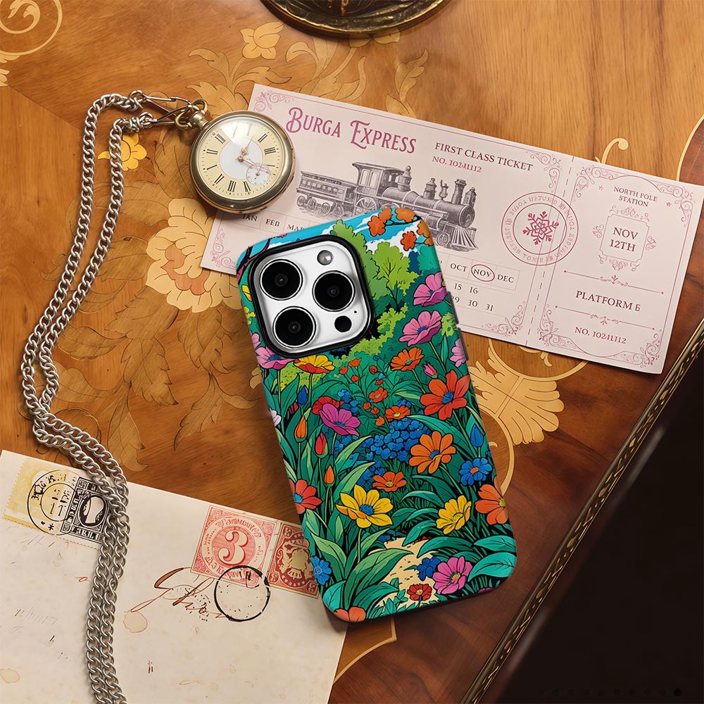 Cartoon Wildflower Meadow Phone Case for IPhone 17AIR 16E 16 15 14 13 12 11 17 Pro Max Plus Double-layer Back Cover