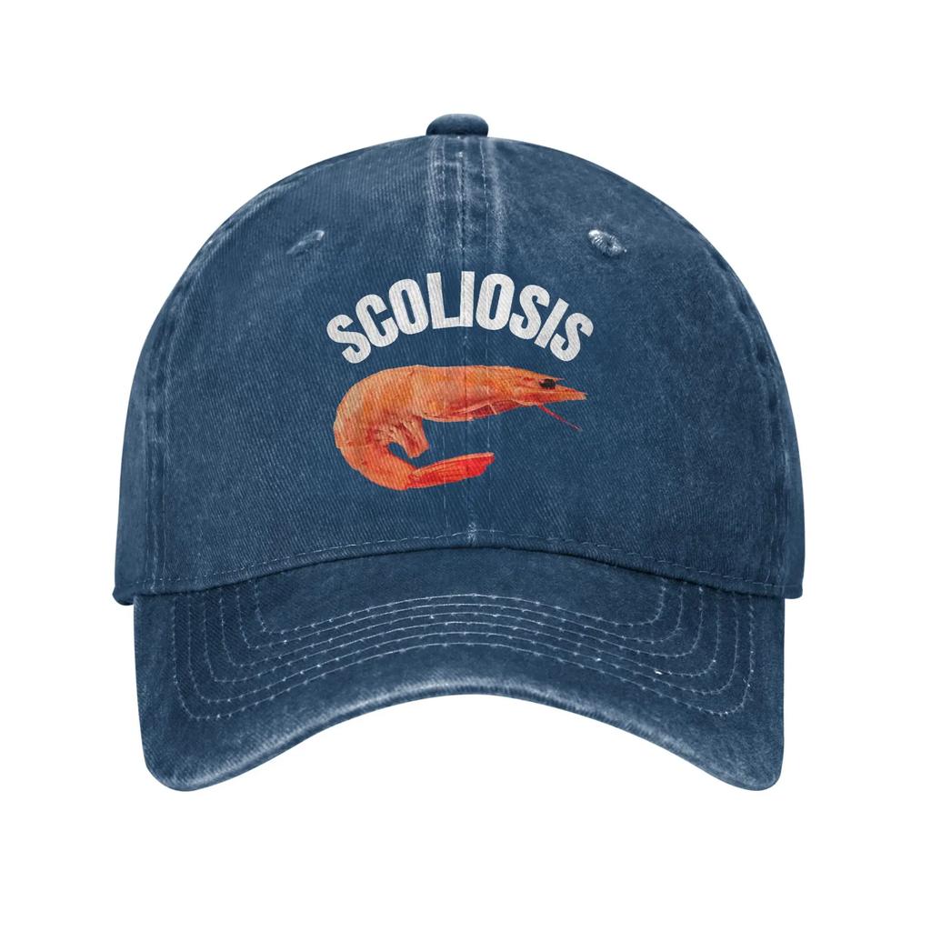Funny Saying Scoliosis Shrimp Meme Doctor Fun Irony Unisex Sun Baseball Cap Fitted Couple Washed Trucker Hat Sun Baseball Caps