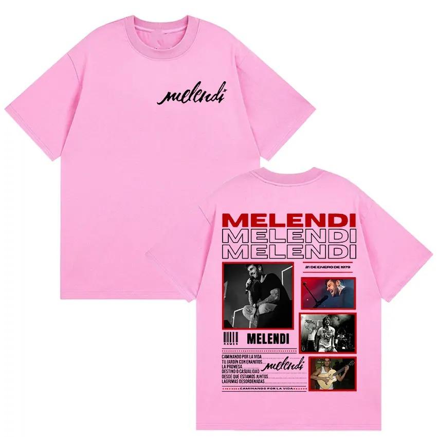 Rapper Melendi Tour 2025 Album Merch T Shirts Men's Vintage Gothic Oversized Cotton T-shirt Plus Size Streetwear Cotton Hip Hop