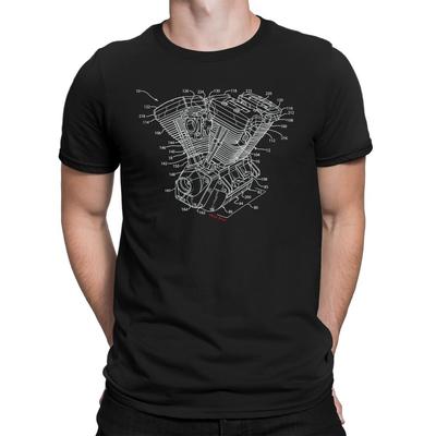Mens Biker T-Shirt  Motorcycle Bike Engine Parts Motorbike Clothing Gift