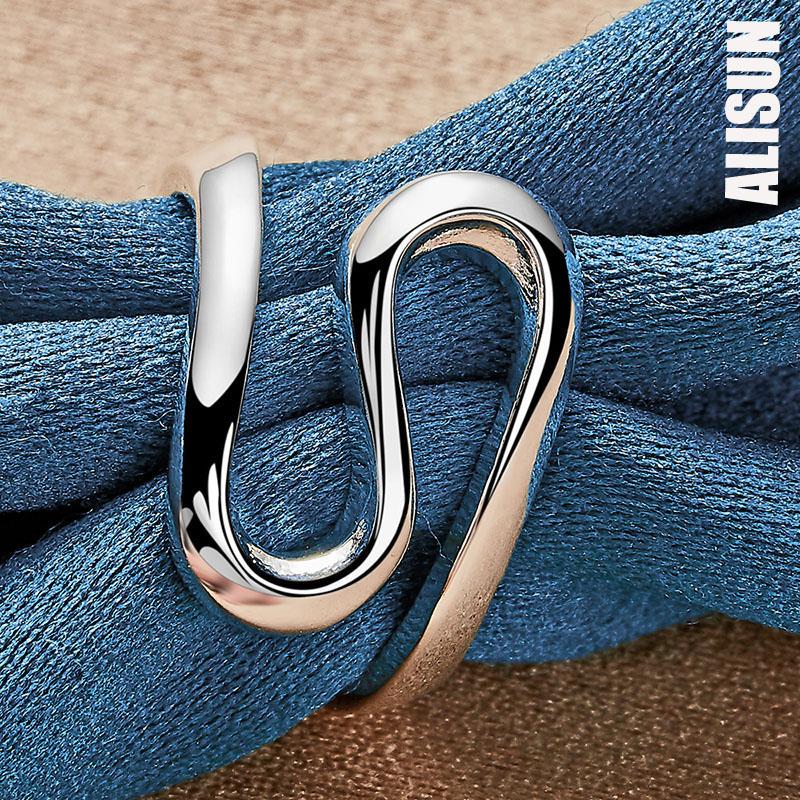 925 Sterling Silver zaoblený hladký prsten Módní svatební šperky