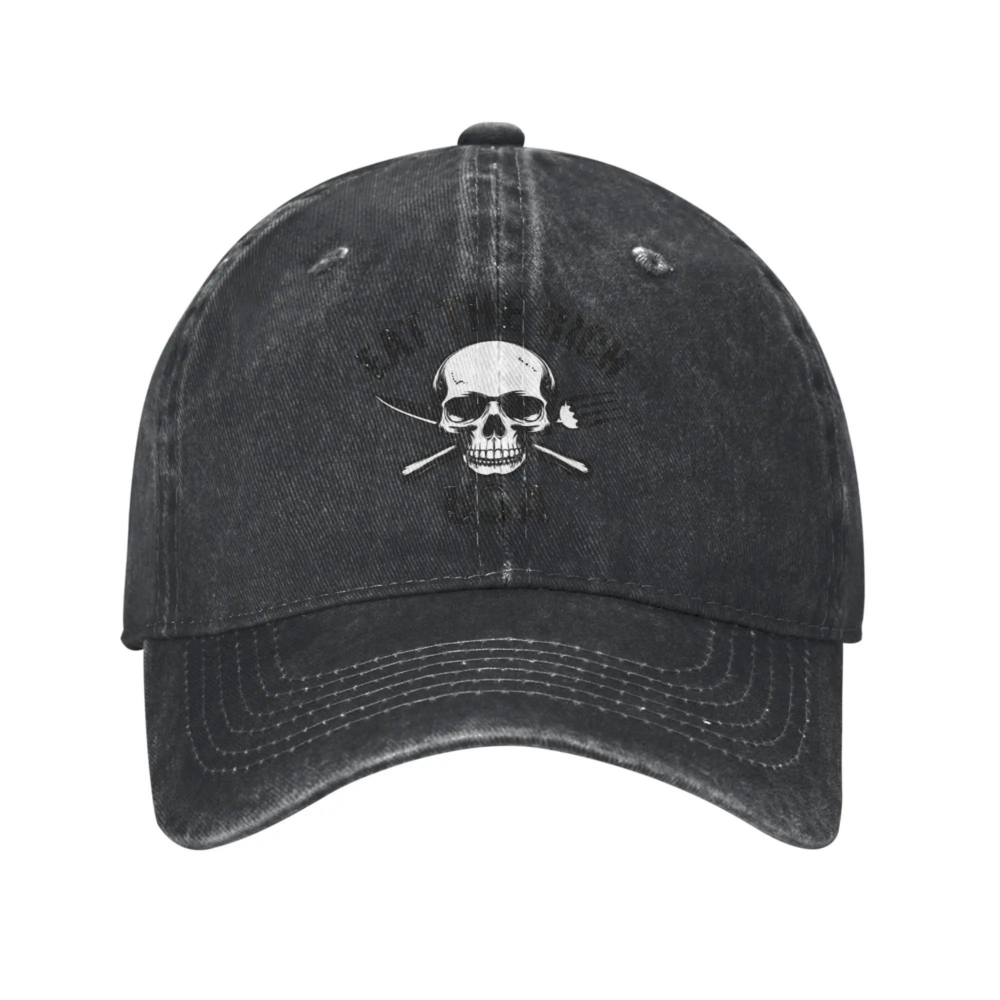 

Eat The Rich USA Baseball Cap Sun Outdoor Gym Dropshipping Washed Trucker Hat Women Unisex Fashion Print Baseball Caps One Size