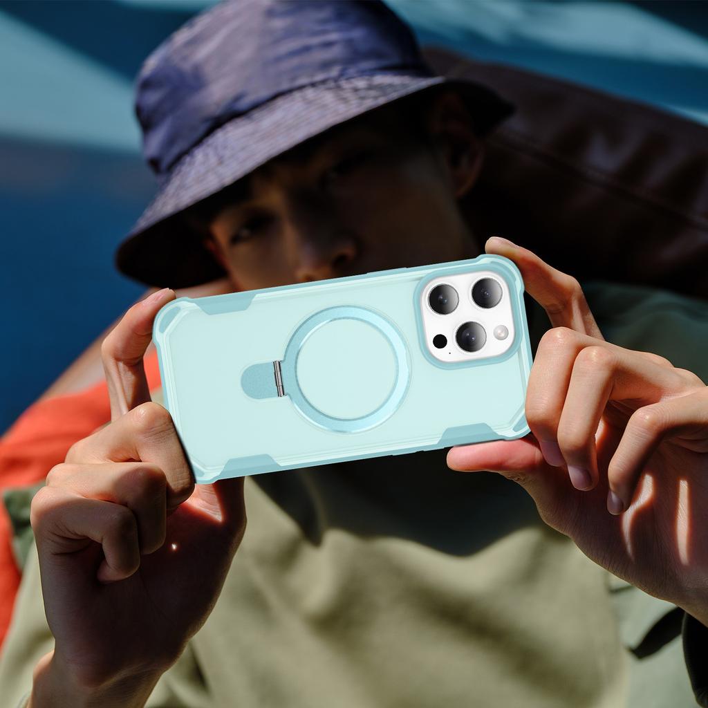 Für iPhone 14 Pro Hülle Kompatibel mit MagSafe Ständer TPU+PC Stoßfest Handy Rückseite