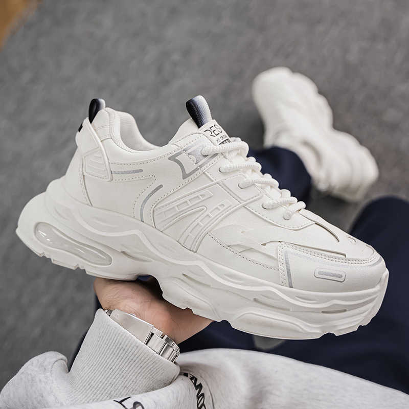 Fashion Synthetic Leather Thick Sole Gray Boots Vulcanized Shoes High Man Gym Shoes Sneakers Sport Cuddly Casuals Designer