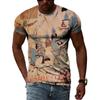 China Dunhuang Mural Art 3D Harajuku Printed Men's And Women's Summer Short-Sleeved Round Neck Literary Fashion T-shirt Top