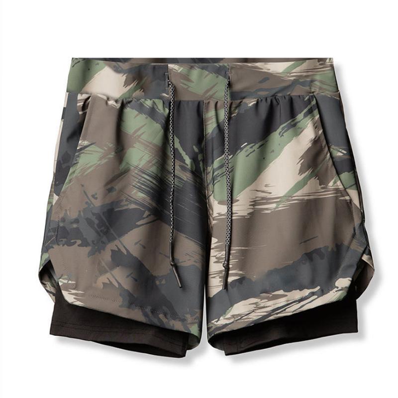 

Літні фітнес-стрейч двошарові швидковисихаючі спортивні повсякденні шорти Тонкі чоловічі тренувальні бігові штани на п ять точок M